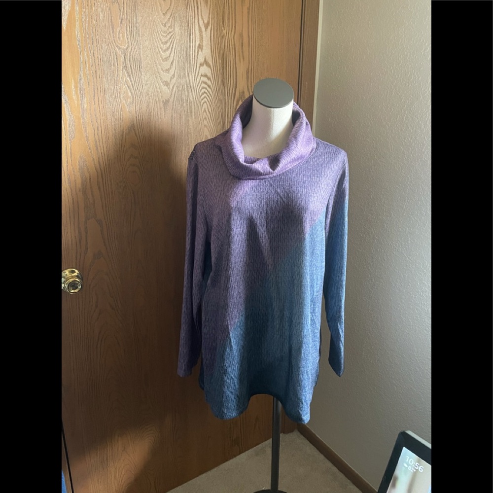NWT Christopher & Banks Cowl neck Top size XL ombré blue purple